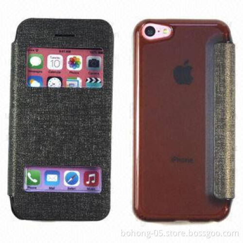 Transparent hard leather case for iPhone 5c, different colors available